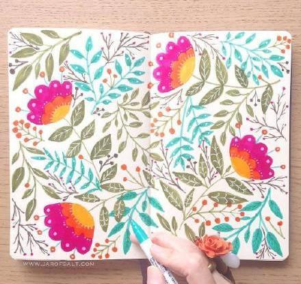 Small fresh pattern printed hand-painted book