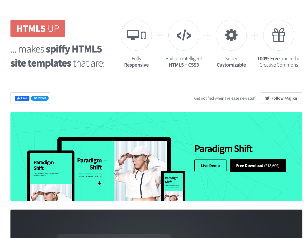 Share 100 free website templates for developers, there is always one suitable for you